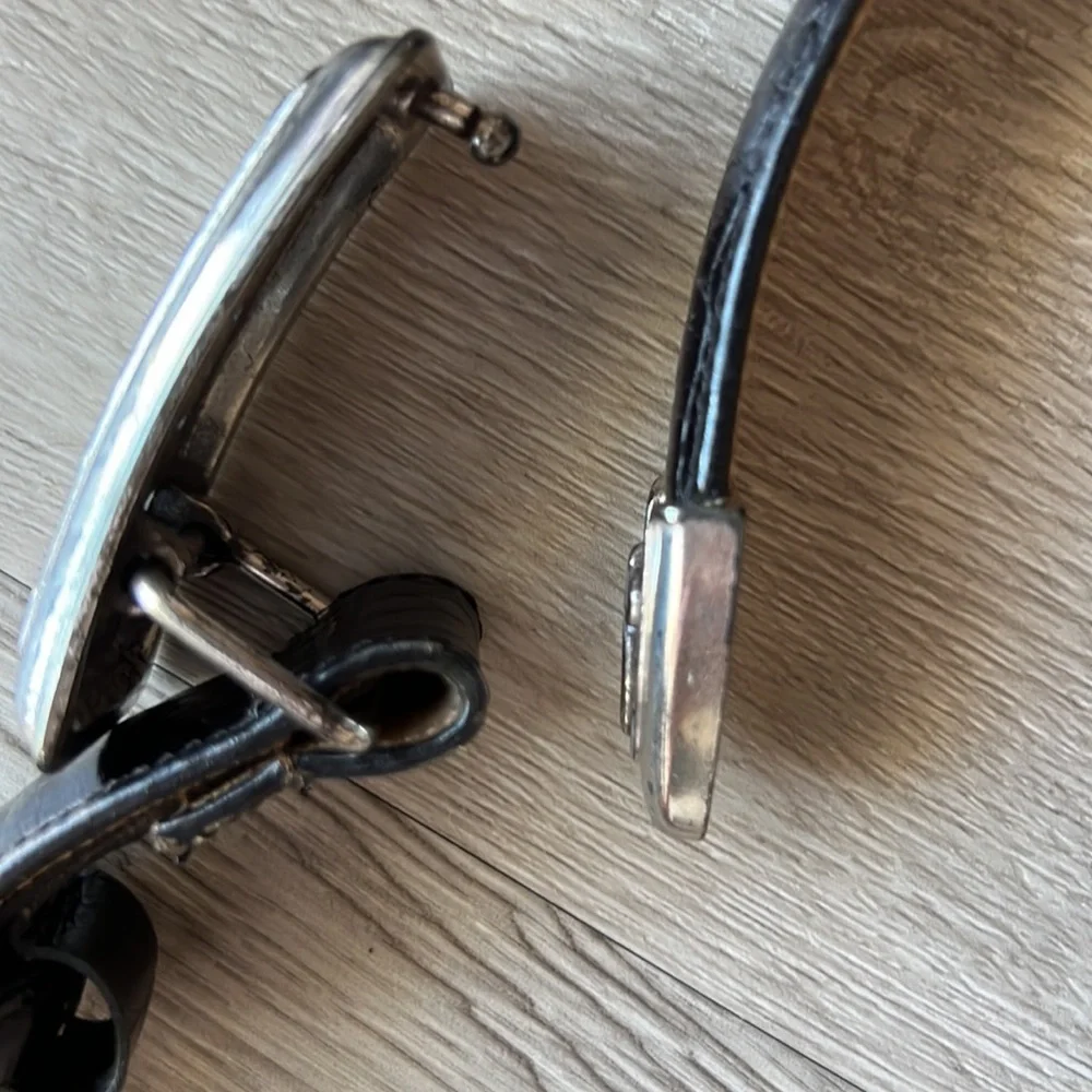 BRIGHTON Embossed Leather Alligator pattern Silver tone Buckle and Tip​